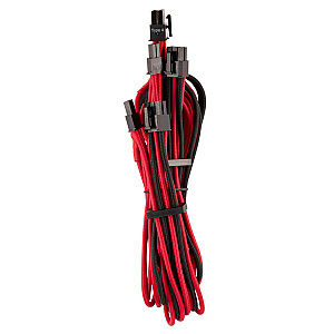Комплект из двух кабелей Corsair Premium с двумя кабелями PCIe (Gen 4) — красный/черный