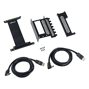 CableMod vertikālās grafikas kartes turētājs ar PCIe x16 stāvvada kabeli, 2 DisplayPorts — melns