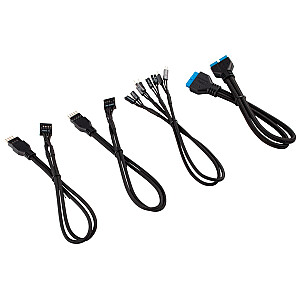 Комплект удлинителя кабеля передней панели Corsair Premium с рукавами, черный
