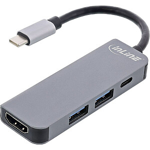Daudzfunkcionāls centrmezgls InLine USB 3.2, 1x USB-C, 2x USB-A, HDMI,