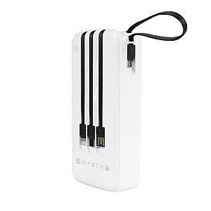 Powerbank 20000 мАч со встроенным кабелем USB-C/Lightning/Micro USB + USB-A Белый