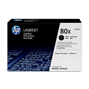HP 80x — 2 pack — augstas veiktspējas — melns —