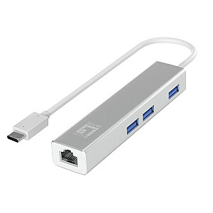 LevelOne USB-C adapteris -> Gbps LAN + USB3.0 centrmezgls