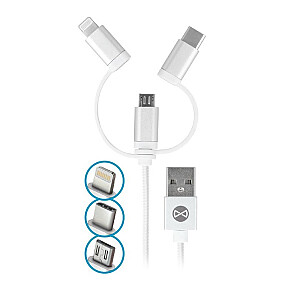 Forever 3in1 cable USB - Lightning + USB-C + microUSB 1,0 m 1,5A white