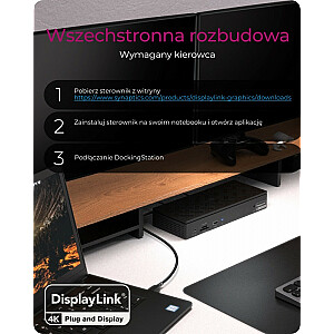 Dokstacija IB-DK2288AC Monitori 13 collas, 1,4x4K, PD 100 W, audio, LAN, karšu lasītājs, DisplayLink