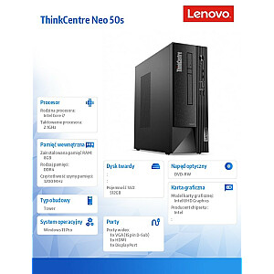 Dators ThinkCentre Neo 50s G4 SFF 12JF001WPB W11Pro i7-13700/8 GB/512 GB/INT/3 gadi OS