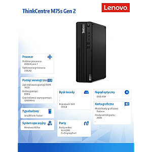 Dators ThinkCentre M75s G2 SFF 11R8003YPB W11Pro 5700G/16GB/512GB/INT/DVD/3 gadu operētājsistēma