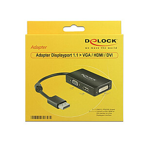 DELOCK Adapter DP>VGA / HDMI / DVI black