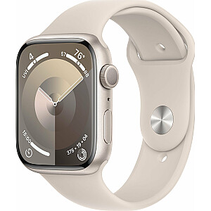 Viedais pulkstenis Apple Watch 9 41 mm ar GPS Starlight Alu Sport S/M Beige (MR8T3QR/A)