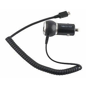 Автомобильное зарядное устройство Forever 1A Compact Design Micro USB (универсальное), кабель 1,2 м, евро CE (EU Blister), черный