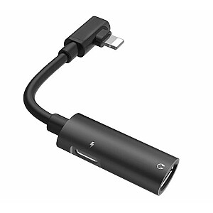 Hoco Dual Lightning Cable Audio Converter To Lightning Headset Plug + Lightning Charger Plug Juodas Black
