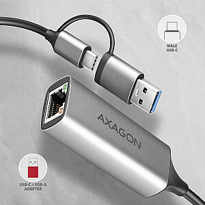 ADE-TXCA Gigabit Ethernet adapteris, USB-C (saīsinājums no USB-A) 3.2 Gen 1, Auto Install