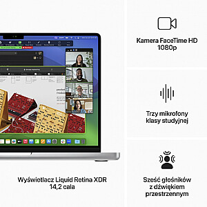 MacBook Pro 14.2: M3 8/10, 16 GB, 1 TB SSD — sudraba krāsa