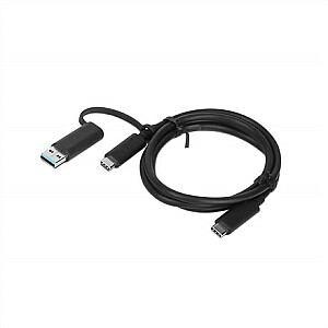 Hibrīds USB-C 1m ar USB-A kabeli | Melns