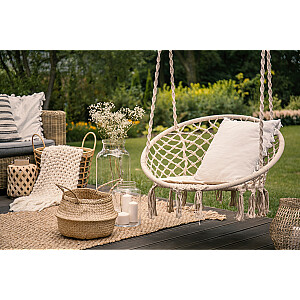 Boho stila piekarināms krēsls, dārza šūpoles ar spilvenu