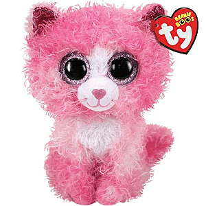 Талисман TY Розовый кот с вьющимися волосами Рейган 24 см