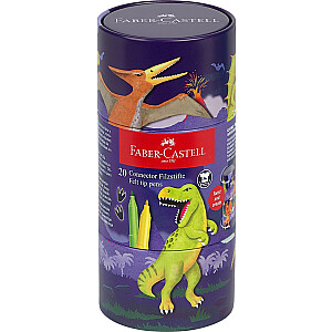 Фломастеры Faber-Castell Connector Dinosaurus, клипсы, в металлическом контейнере