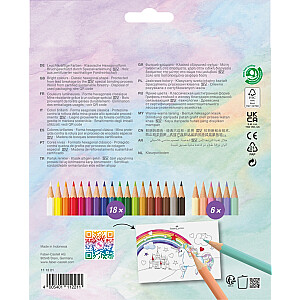 Карандаши цветные треугольные Faber-Castell Color Grip Unicorn 18+6 цветов