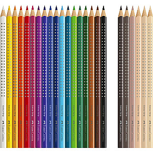 Trīsstūrveida akvareļu zīmuļi Faber-Castell Colour Grip 18+6 krāsas