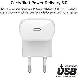 Настенное зарядное устройство BOOST CHARGE 30 Вт USB-C PD PPS + кабель USB-C