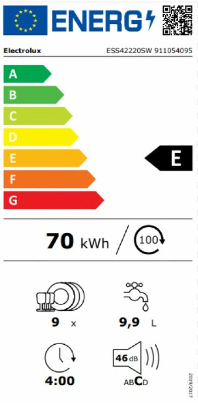 ESS42200SW Electrolux trauku mazgājamā mašīna