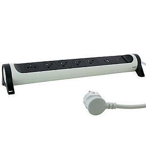 Защитный удлинитель 5x2PZ + USB A/C 1,5м белый и черный