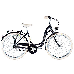 Городской велосипед Kenzel Bellissima Deluxe с корзиной (26 дюймов/7 скоростей) черный