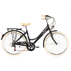 Pilsētas velosipēds Kenzel Missy Royal ar groziņu (26"/6 ātr.) melns