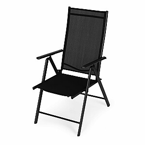 ModernHome 2 saliekamo tērauda dārza krēslu komplekts ar regulējamu atzveltni - melns