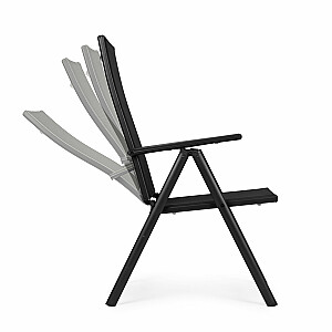 ModernHome 2 saliekamo tērauda dārza krēslu komplekts ar regulējamu atzveltni - melns