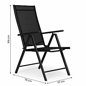 Комплект из 2 складных стальных садовых стульев с регулируемой спинкой ModernHome - черный