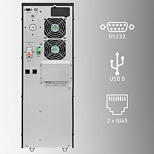 UPS 6kVA avārijas barošanas avots | 6000 W | Jaudas koeficients 1,0 | LCD | EPO | USB | Tiešsaistē