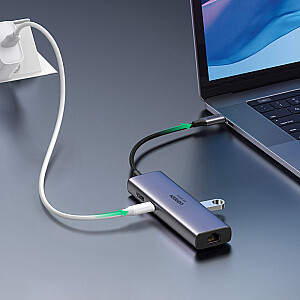 Ugreen 7in1 multi-functional HUB USB Type C - 2x USB 3.2 Gen 1 | HDMI 4K 60Hz | SD and TF card reader | USB Type C PD 100W | RJ45 1000Mbps (1Gbps) gray (60515 CM512)