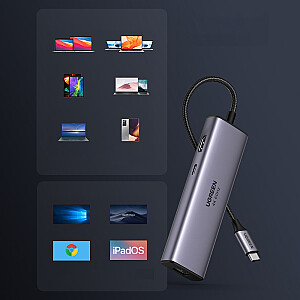 Ugreen 7in1 multi-functional HUB USB Type C - 2x USB 3.2 Gen 1 | HDMI 4K 60Hz | SD and TF card reader | USB Type C PD 100W | RJ45 1000Mbps (1Gbps) gray (60515 CM512)