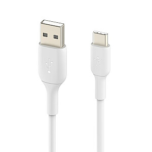 PVC kabelis USB-C līdz USB-A 15 cm, balts