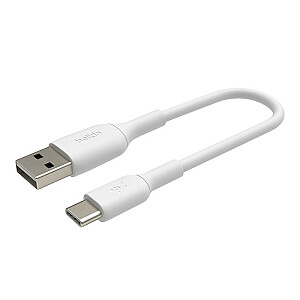 PVC kabelis USB-C līdz USB-A 15 cm, balts