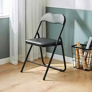 6 saliekamo dārza krēslu komplekts, melna eko āda.