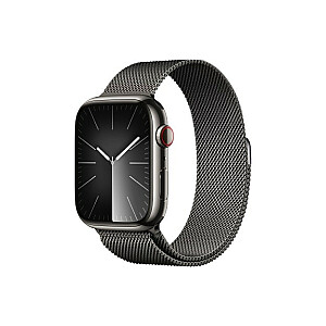 Apple Watch 9 GPS+Cellular, 45 mm, tērauds, izturīgs grafīts | Izturīga Milānas grafīta aproce.
