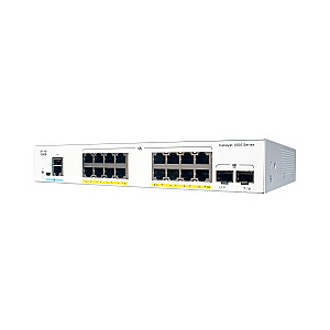 Cisco Catalyst 1000-16T-2G-L tīkla slēdzis, 16 gigabitu Ethernet (GbE) pieslēgvietas, divi augšsaites 1G SFP porti, darbība bez ventilatora, pagarinātā ierobežotā mūža garantija (C1000-16T-2G-L)