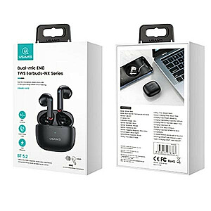 TWS 5.2 NX10 sērijas Bluetooth austiņas ar diviem mikrofoniem, melnas