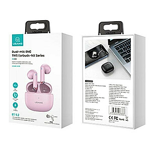 Bluetooth austiņas TWS 5.2 NX10 Series ar diviem mikrofoniem, rozā
