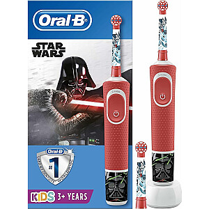 Oral-B Kids Star Wars Electric Toothbrush with Disney Stickers, 2 Replacement Heads, Red