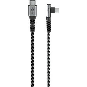 Wentronic 2in1 Magnetic USB Textile Cable (Space Grey/Silver), 1 m | Goobay