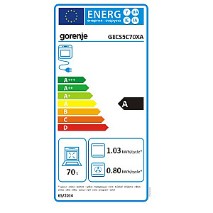 Gorenje Cooker GECS5C70XA Hob type Vitroceramic, Oven type Electric, Stainless steel, Width 50 cm, Grilling, LED, 70 L, Depth 59.4 cm