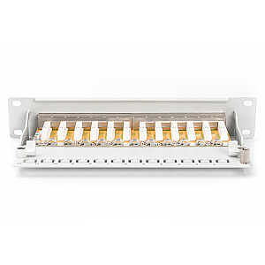 Patch Panel 10" 12 portu RJ-45 Cat.6 Ekranēts 1U LSA komplekta kabeļa atbalsta pelēks