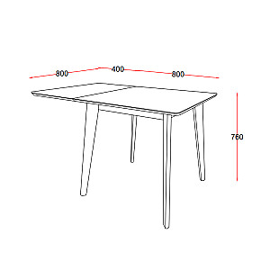 Edamistabas galds ROXBY 80/120x80xH76cm, balts