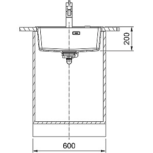 MRG 610-52 Мойка из гранита с ручным клапаном 3 1/2", 560х510мм, оникс