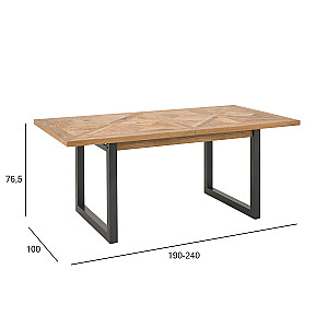 Pusdienu galds INDUS 190/240x100xH76,5cm, ozols