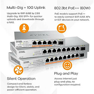 8P 2.5G+ 1SFP+ slēdzis XMG-108-ZZ0101F