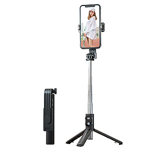 Selfiju stick MINI - ar noņemamu Bluetooth tālvadības pulti un statīvu - P20S BLACK